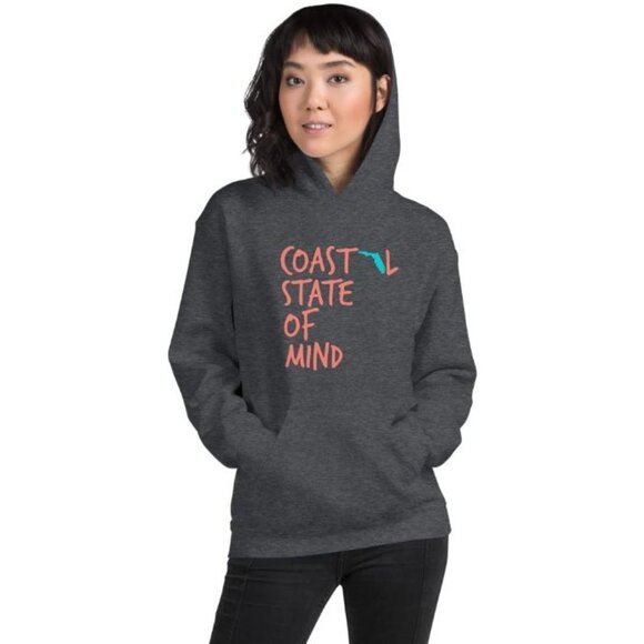 Coastal State of Mind Florida Beach & Bonfire Unisex Hoodie Size Medium New out - Picture 1 of 3